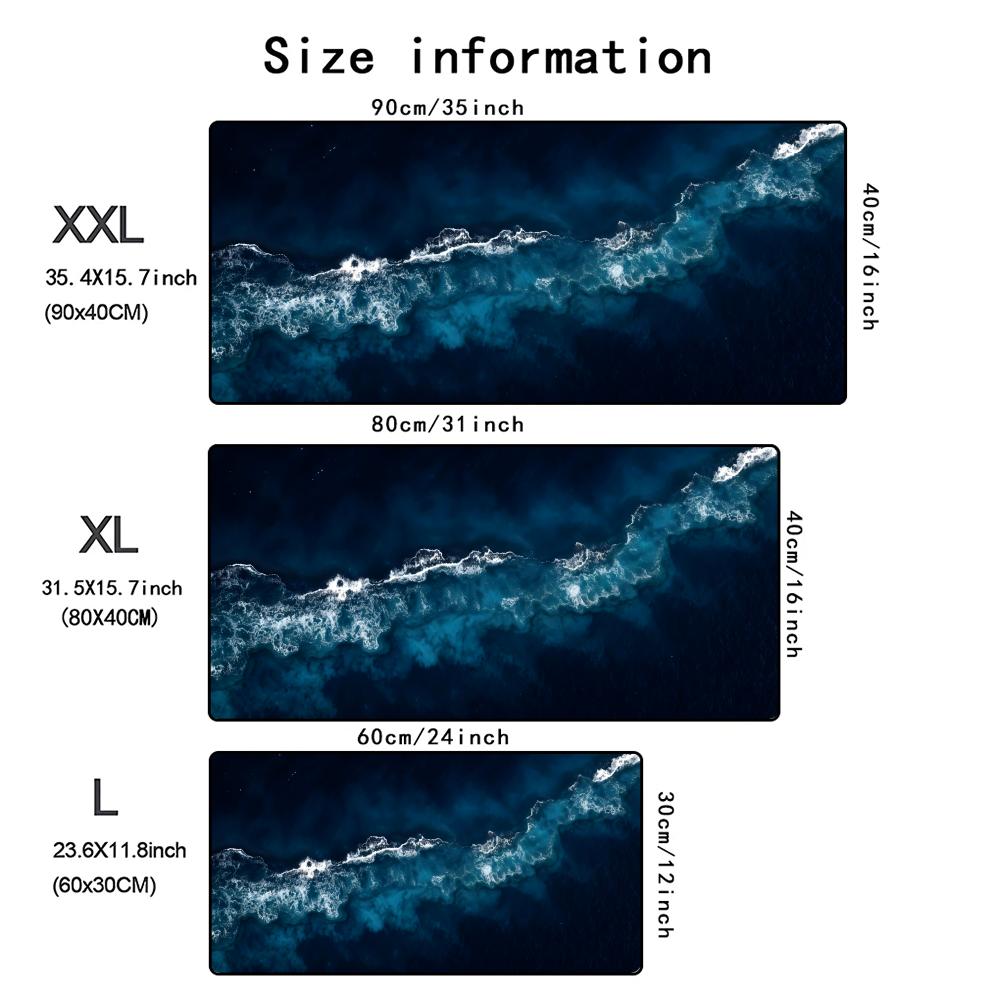 Игровой коврик для мыши Ocean Waves Большой XL Компьютерный HD Клавиатура Mausepad Коврик Резиновый Противоскользящий Офисная Подушка Аксессуары для стола X