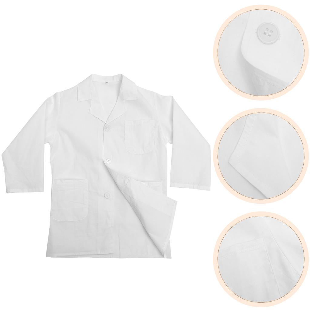 Long Sleeve Kids Lab Coat White Reusable Costume For Halloween Party Festival Toddler Scientist Clothes Washable Dress Birthday