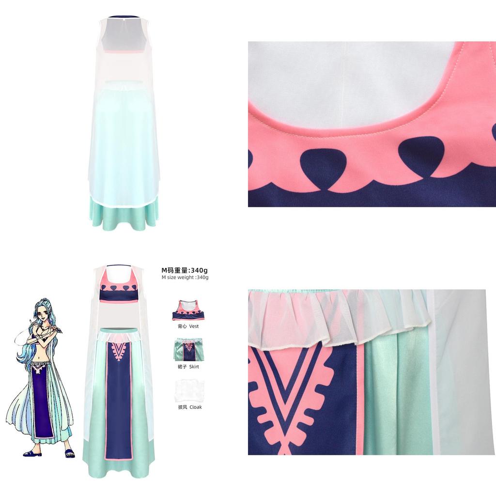 Костюм для косплея One Piece Виви Полный комплект Уличный стиль Аниме платье, Xs-xxxl