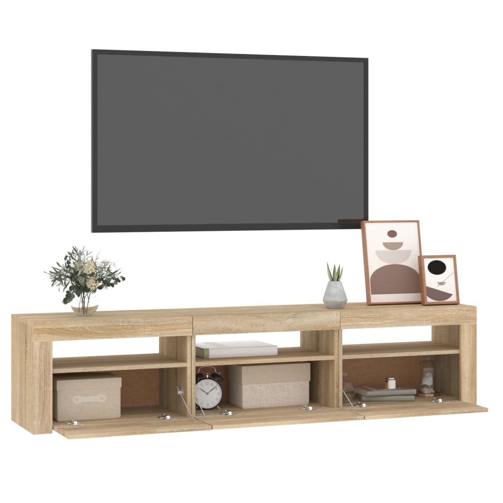 Vidaxl Szafka Pod Tv Z Oświetleniem Led, Dąb Sonoma, 180X35X40 Cm