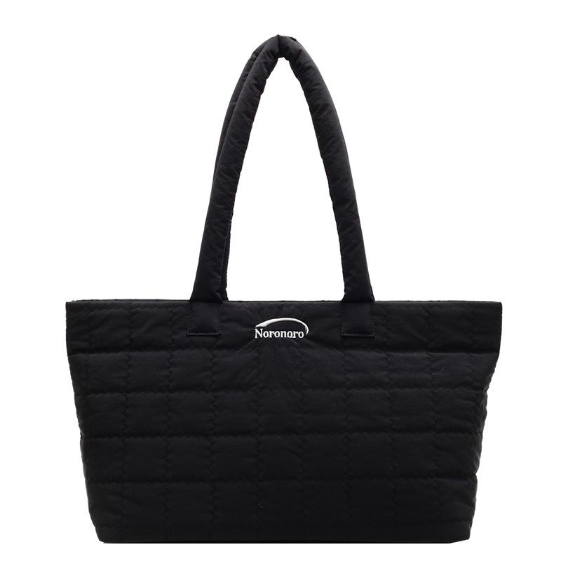 Сумка большой вместимости женская новая повседневная модная универсальная наплечная сумка простая однотонная пуховая сумка