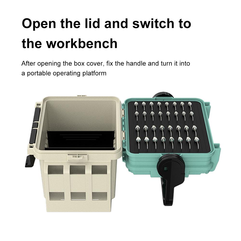 Double Layer Fishing Rod Reel Box with Handle Fishing Tool Storage Box Large Capacity Portable Multifunctional for Men Women