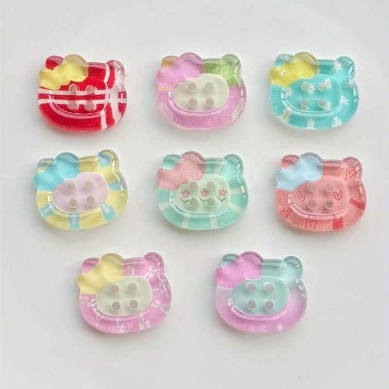 Jelly Printed Cat Buckles DIY Sewing Kit Clothing Craftsmanship Decorative Cute Resin Buttons
