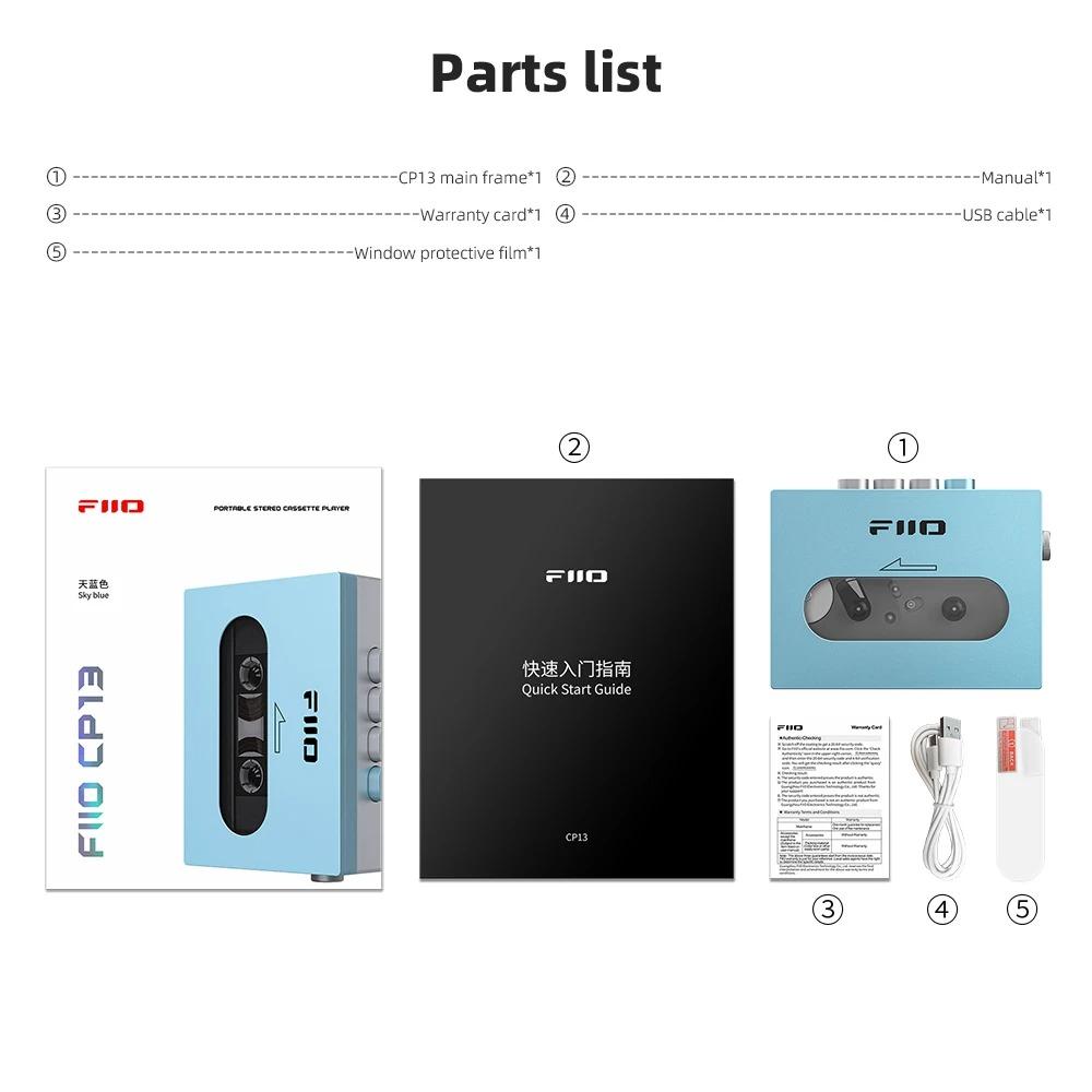 FiiO CP13 Portable Cassette Walkman Stereo Music Player with 13hr 1800mAh Battery Dual-Mode 4.2V Power Supply MP3 Player