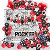 Casino Party Decorations 95pcs Game Night Balloons Garland Poker Banner Las Vegas Party Decorations Poker Black Red Casino Mylar Balloons Casino Birth