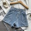 Модные универсальные джинсовые шорты на шнурке, женские летние, тонкие, с высокой талией, эластичные, тонкие, с широкими штанинами, супер короткие брюки