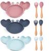 Baby Silicone Tableware Children's Dishes Crab Plate Baby Non-slip Feeding Bowl BPA Free Kids Dinner Plate Baby Accessories
