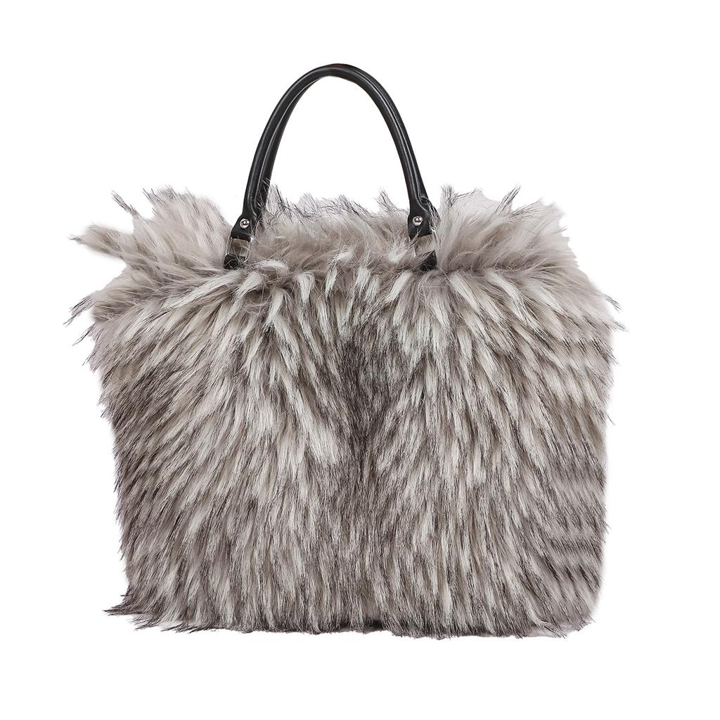 New Autumn Fluffy Faux Fur Shoulder Bag for Women Elegant Soft Plush Large Crossbody Bag High Quality Shopping Handbags
