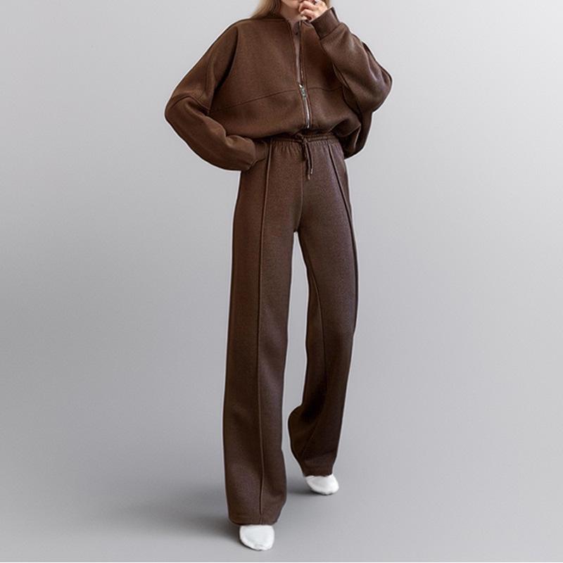 Весна 2026 Женский повседневный однотонный свободный худи Спортивный костюм Комплект