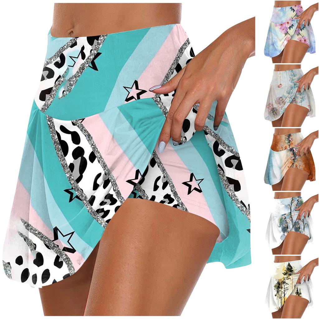 Женские спортивные эластичные плиссированные теннисные юбки для бега, йоги, внутренние шорты, эластичные спортивные шорты для гольфа