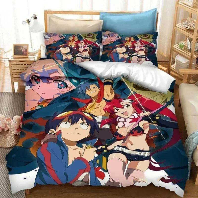 3D-печать аниме Tengen Toppa Gurren Lagann, комплект постельного белья, пододеяльник, размер Double, Twin, Queen, King, для взрослых и детей.