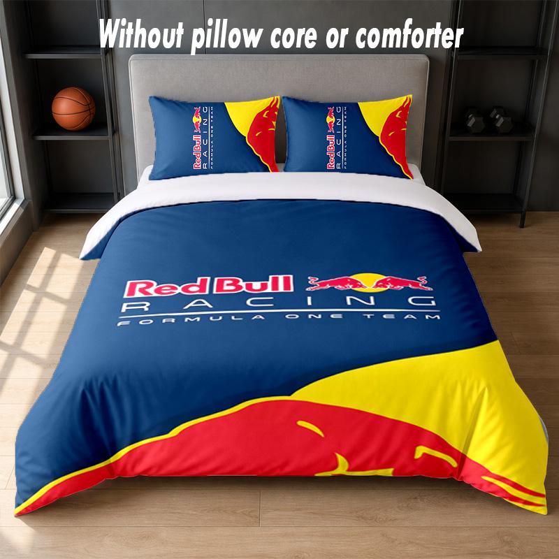 Red Bull Racing Design Bed Bedding Set 1 Duvet Cover + 2 Pillowcases Soft Breathable Household Bed Linens