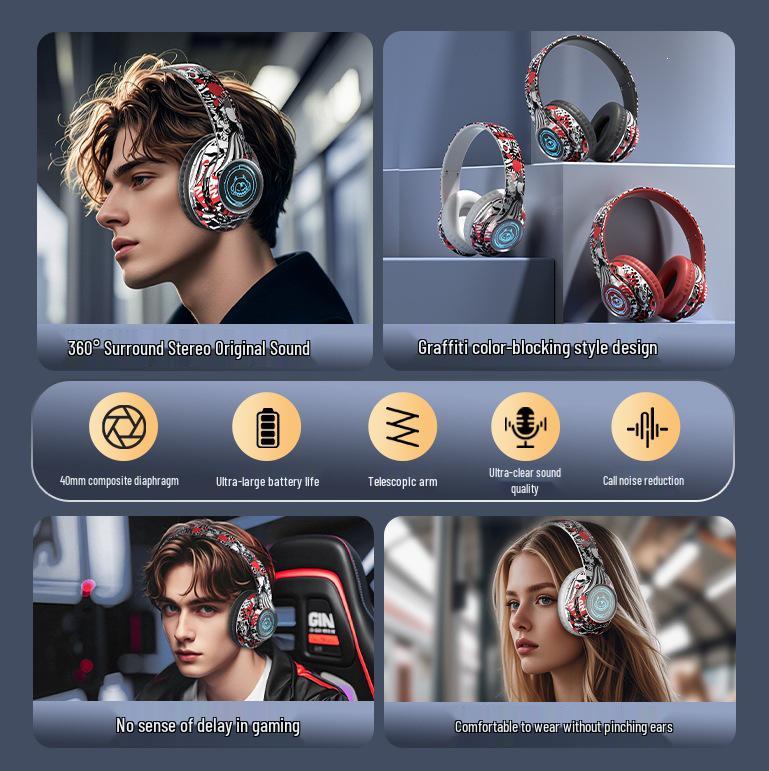 Складная игровая Bluetooth-гарнитура M6 со слотом для карты, универсальная для мобильных телефонов