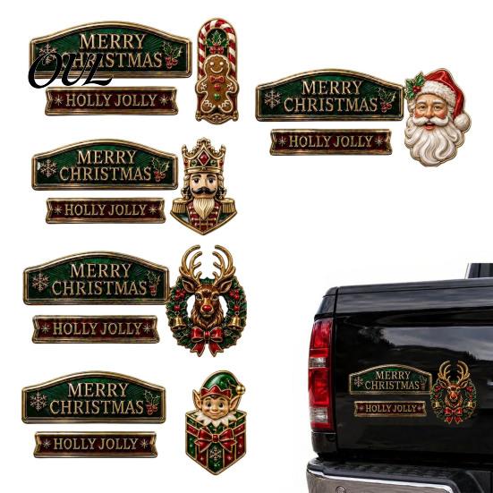 Festive Winter Car Styling 3Pcs Christmas Emblem Metal Badge, Santa Reindeer Snowman Gift for Enthusiasts Decorative Badge SUV Truck, Auto Exterior