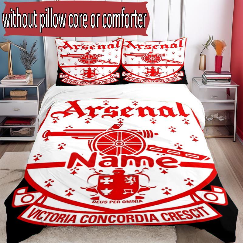 3pcs Duvet Cover Set (1*Duvet Cover + 2*Pillowcase, Without Core), Custom Name football team F.C Pattern Bedding Set, Home Bedroom Decor Gift