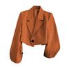 Women Short Suit Coat Lapel Long Sleeve Single Button Suit Jacket Solid Color Loose Fit Casual Business Style Suit Coat