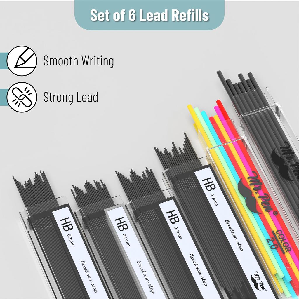 Металлическая ручка механический карандаш 5 Механический чертежный карандаш Металлический механический карандаш Мистер. - Набор, Размеры 0.3, 0.5, 0.7, 0.9, 2мм, Карандаш, Карандаш, Карандаш,