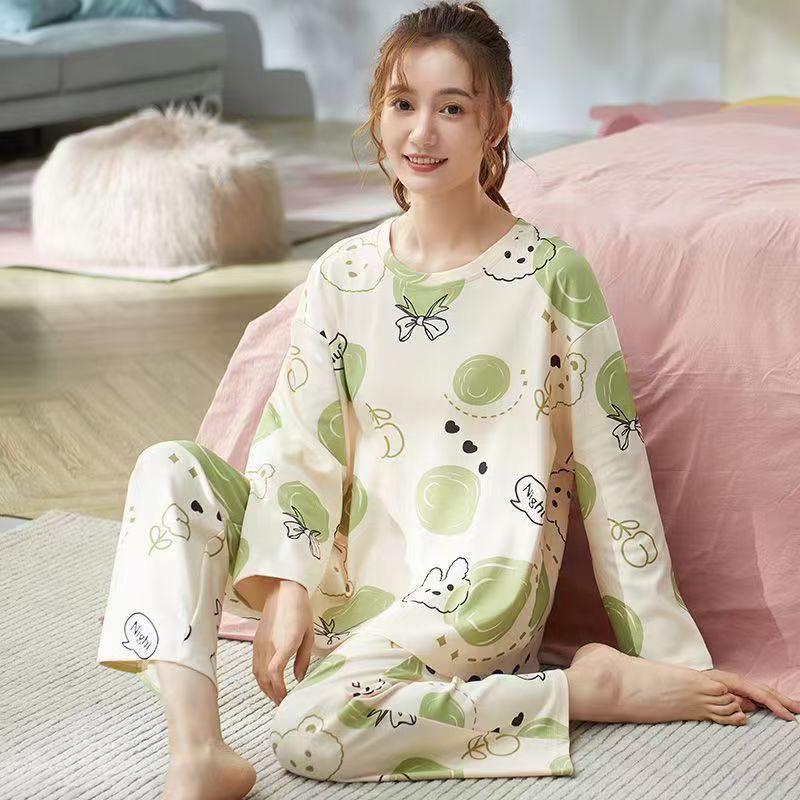 Women's Cute Cartoon Pajama Set - Long-Sleeve Top & Trousers