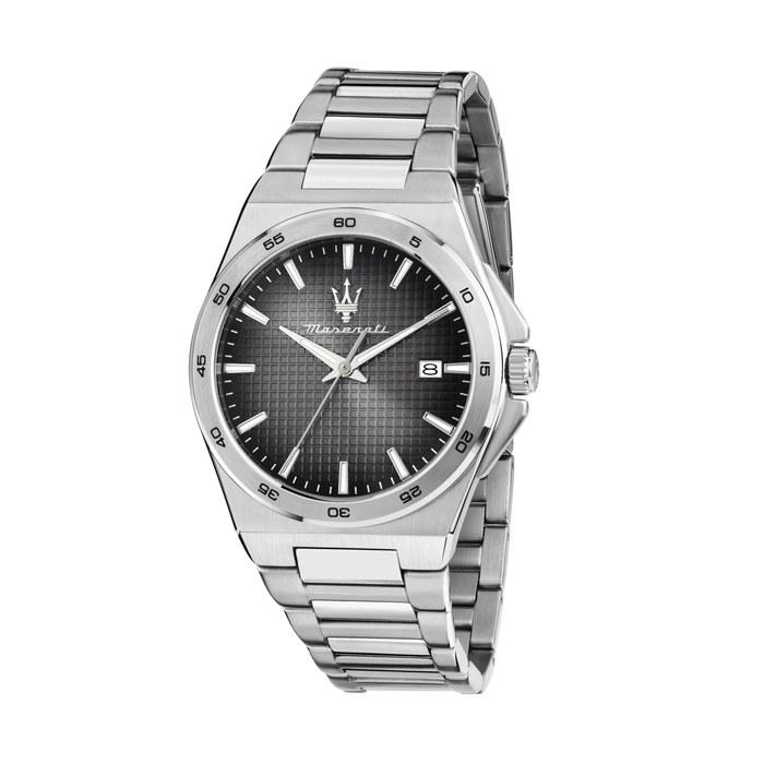 Maserati Men's Watch Stainless Steel Bracelet Gray Dial Date Display Sport Watch Silver