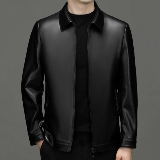 Мужская куртка с лацканами, длинным рукавом, застежкой-молнией, стандартный крой, пальто, однотонная короткая куртка из искусственной кожи, повседневная уличная верхняя одежда