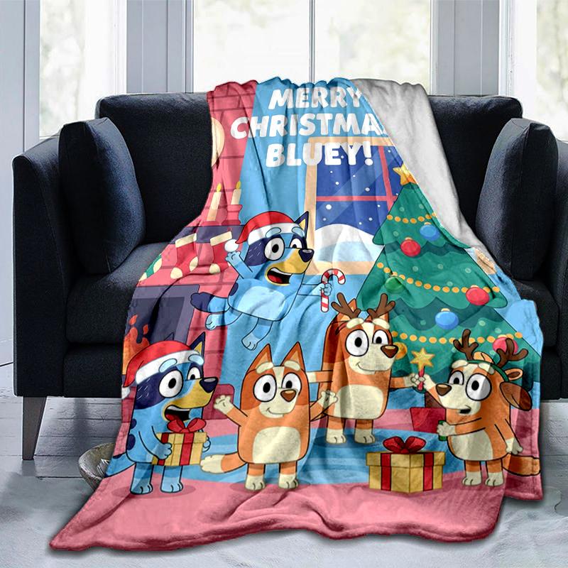 1Pc Merry Christmas Bluey Blanket Soft And Comfortable Casual Warm Camping Travel Christmas Halloween Gift M92184