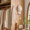 4pcs Self-Adhesive Wall Hooks, No-Drill Star-Shaped Wooden Hooks, Strong Sticky Wall-Mounted Hooks for Home Bathroom Kitchen Bedroom Office