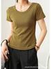 2024 Women's U-Neck Cotton Short-Sleeve Loose Slim Fit T-Shirt