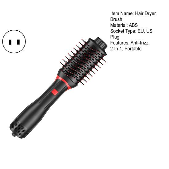 2-в-1 фен-щетка с отрицательными ионами, керамический титановый цилиндр, фен для защиты от вьющихся волос, выпрямитель для волос с горячим воздухом, инструмент для женщин и девочек