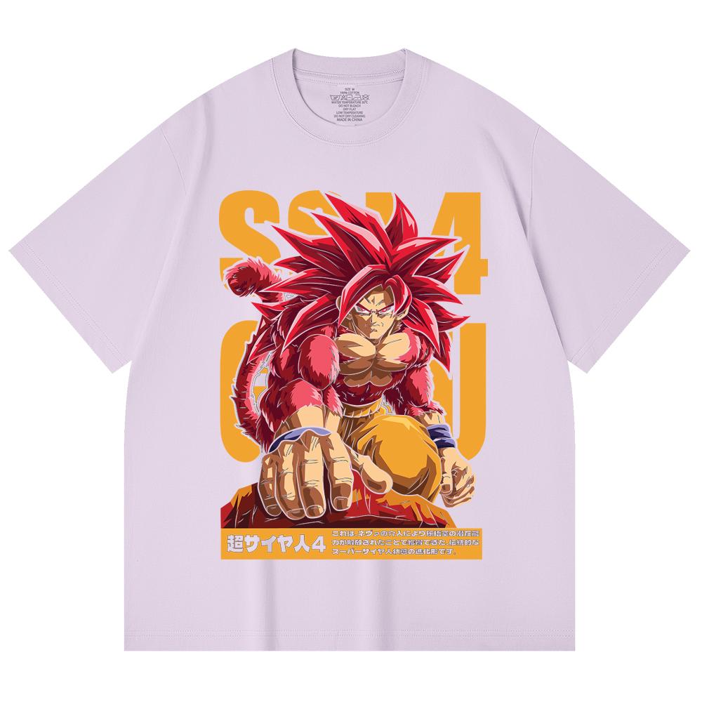 230 г/м² 100% хлопок Dragon Ball V42 Goku SSJ4 Принт Унисекс Тяжелая хлопковая футболка