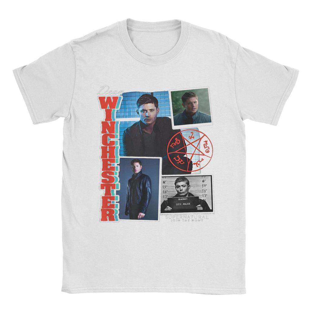 Сверхъестественное Коллаж с Дином Винчестером Футболки 100% Хлопок Одежда Винтажная Футболка с Коротким Рукавом и Круглым Вырезом Новое Поступление Футболка