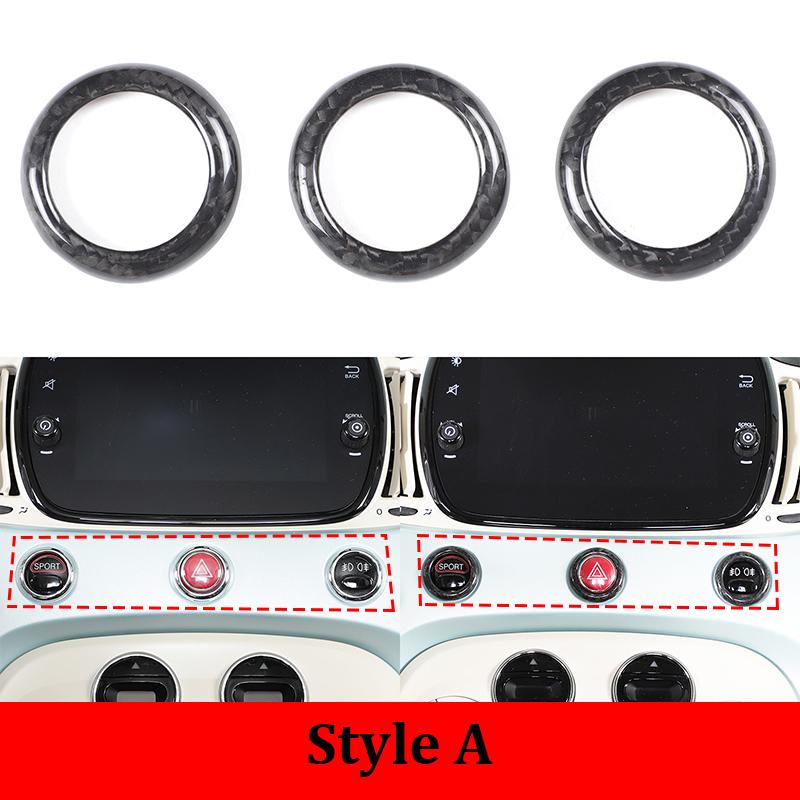 For Fiat 500 Abarth 595 695 2010-2022 Real Carbon Fiber Car Center Console Hazard Switch Ring Glass Lifting Frame Accessories