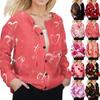Women's Fashion Valentine's Day Printed Long Sleeve Cardigan Button Jacket