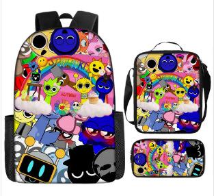 Rhythm Box Sprunki Student School Bag Backpack Backpack Three-Piece Set