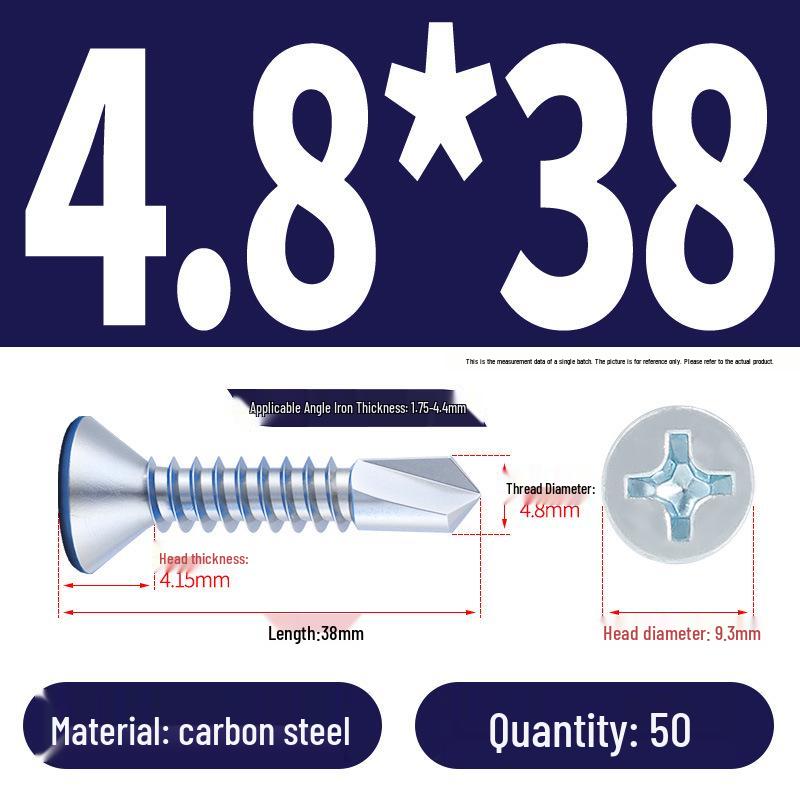 Винты с плоской головкой, из нержавеющей стали, с синим цинковым покрытием, самосверлящие и самонарезающие M3.9-M5.5
