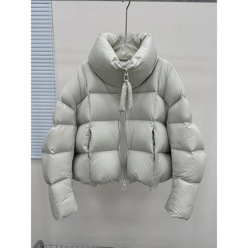Женская короткая стеганая куртка 90% белый утиный пух Теплое зимнее пальто Воротник-стойка Свободный крой Для повседневной носки