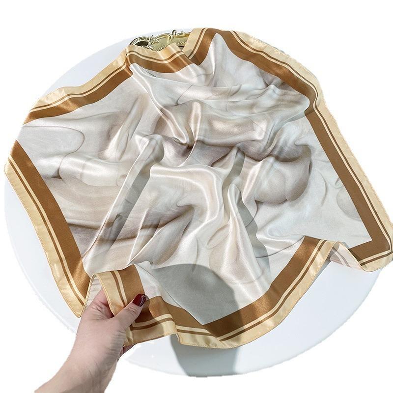 Elegant Silk Silk Scarf Women's Sand Painting Mulberry Silk Printing Silk Scarf Spring and Autumn Business Versatile Square Scarf Gift