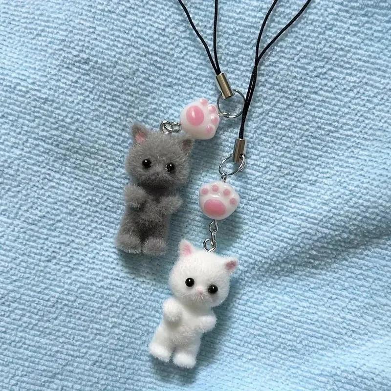 Милый брелок для ключей с изображением кошачьей лапки, милый бант, подвеска для телефона, чехол для наушников, ремешок, сумка-шнурок, декор
