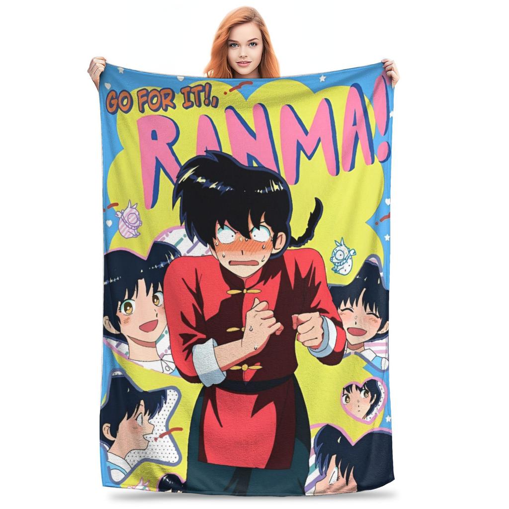 P-тян Рёга Потерянная Свинья Ranma 1⁄2 Пледы Флисовые Приключения Комедия Легкие Тонкие Пледы для Путешествий на Открытом Воздухе Постельный Коврик