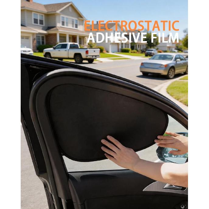 4-Pack Car Window Shades – Static Cling Side Window Covers | Solar Light Filtering, Automobile Sunshade Set for SUVs, Trucks & Sedans