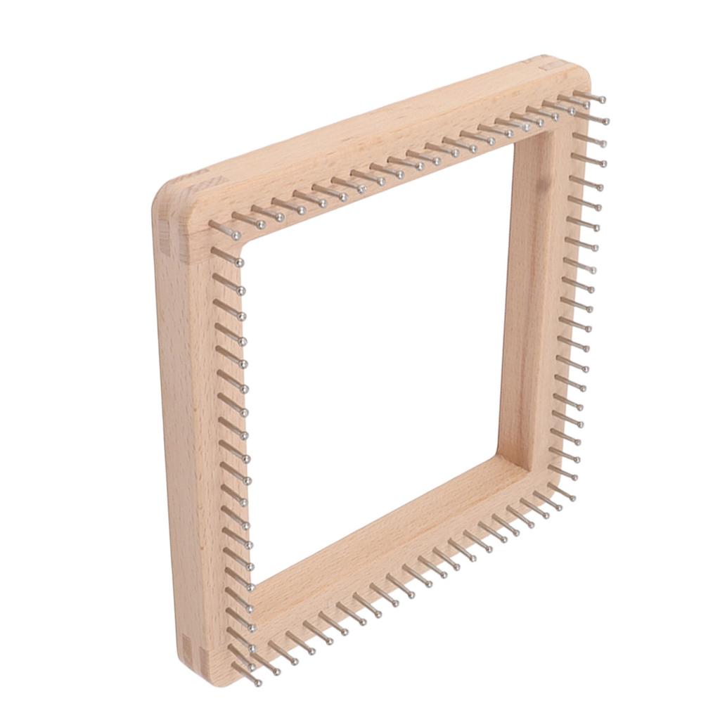 Mini Square Knitting Tool with Hooks Wooden Crochet Board for Weaving Mat Hairband Blanket Sock