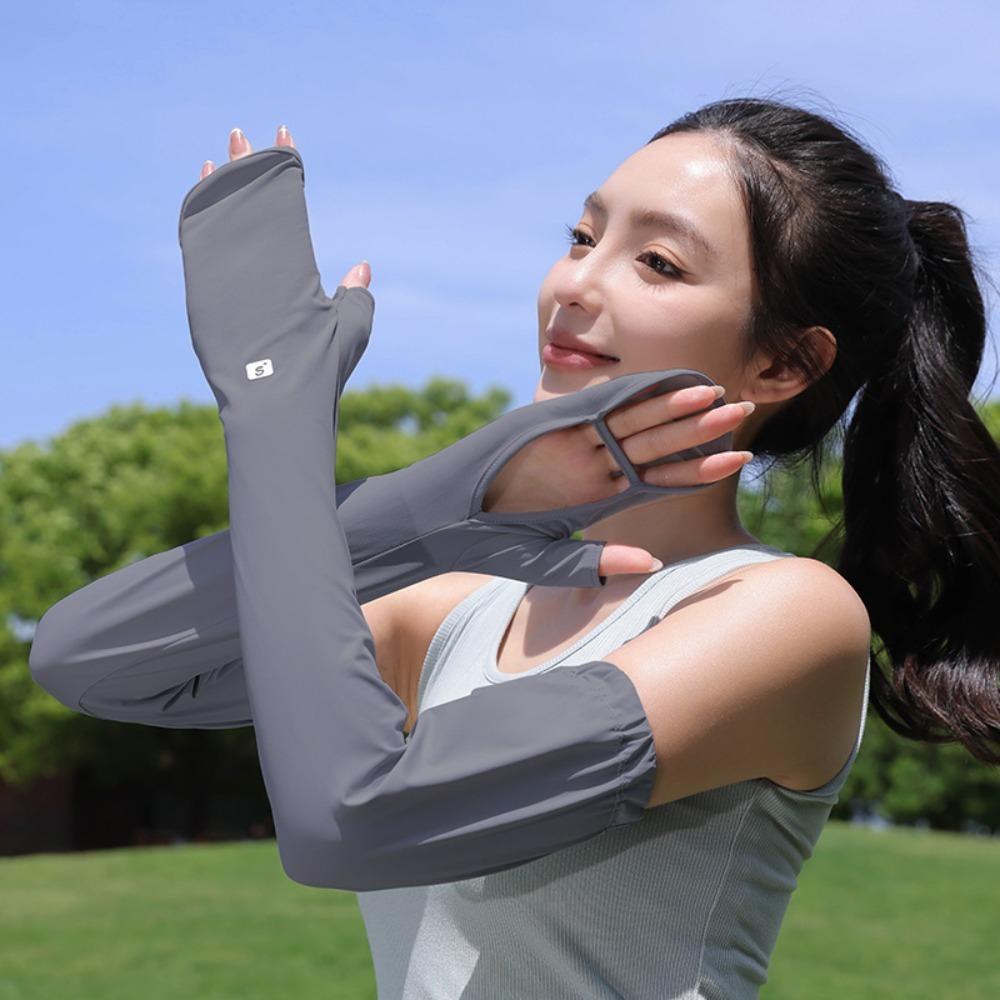 Full Wrap Sunscreen Sleeve Anti-UV Cycling Sleeve Gloves Thin Ice Silk Sleeves Driving