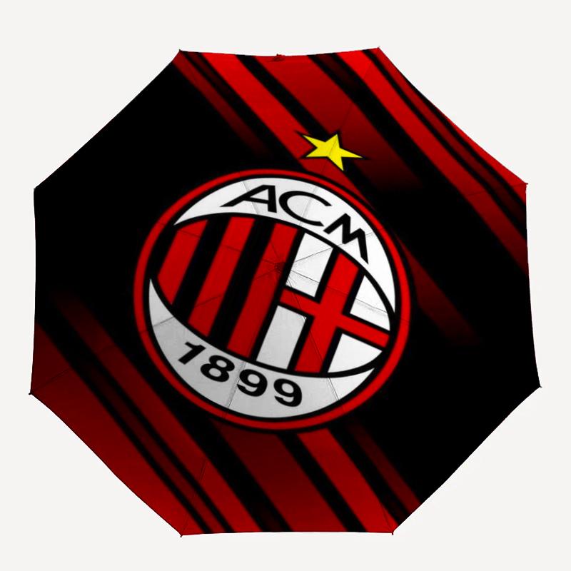 Автоматический зонт в тематике AC Milan, легкий и портативный, 8 спиц, идеально подходит для путешествий на открытом воздухе, на дни рождения, Рождество, в качестве подарков.