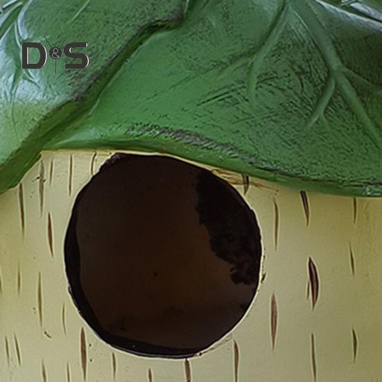 Домик для колибри для улицы, небольшой подвесной домик для птиц из смолы, декоративный домик для птиц с зелеными листьями для балкона, крыльца, заднего двора, декор