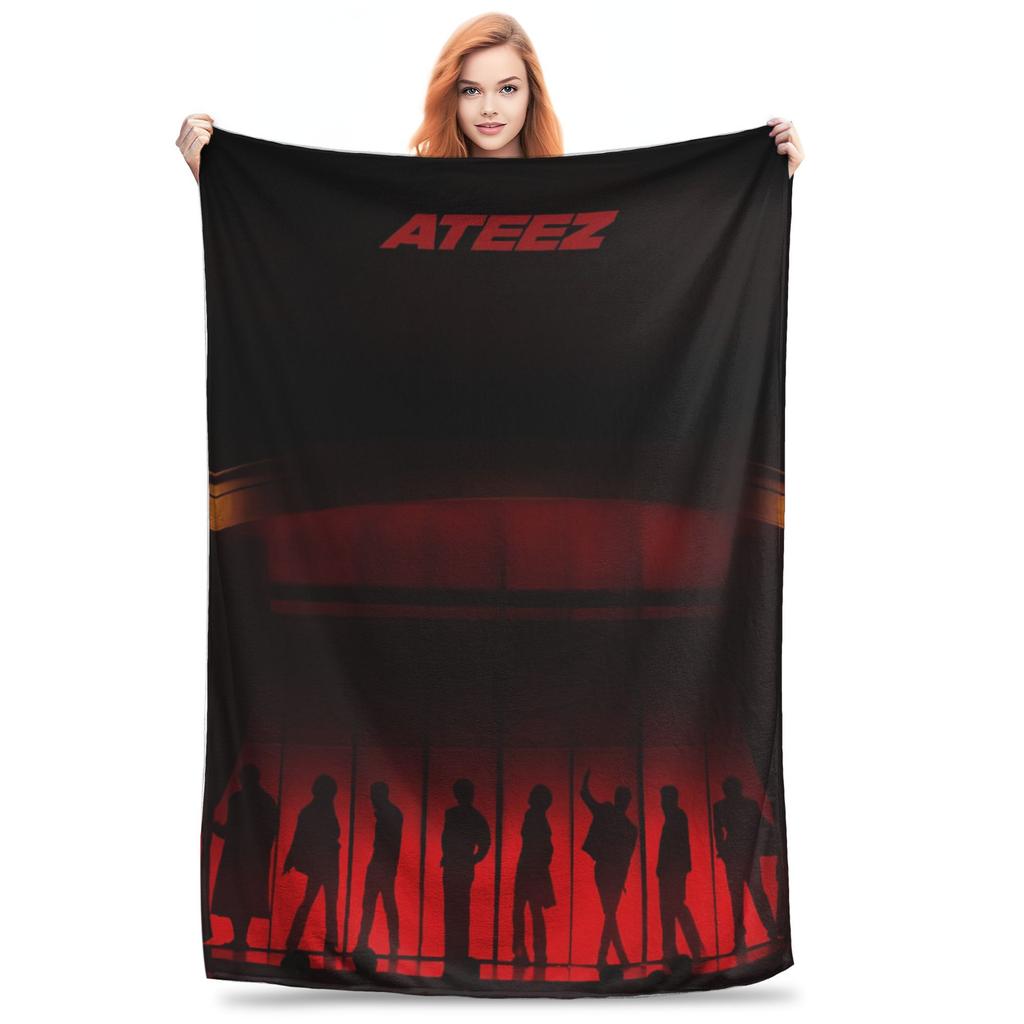 Soft Warm BlanketKids Decorative Kpop Ateez Band Throw Blanket Flannel Bedspread For Living Room Funny Sofa Bed Cover