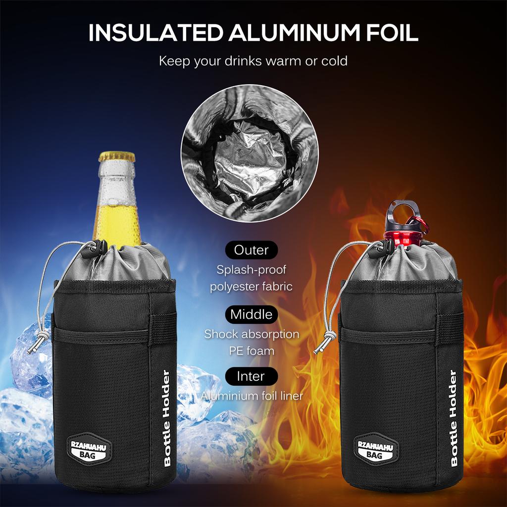 Bike Water Bottle Holder Bag Insulated Bicycle Handlebar Drink Beverage Storage Cooler Bag Pannier for Bike Motorcycle