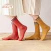 1 пара женских осенне-зимних носков, однотонные, средней длины, толстые, теплые, без запаха, эластичные, противоскользящие, полосатые женские носки до середины икры, впитывающие пот