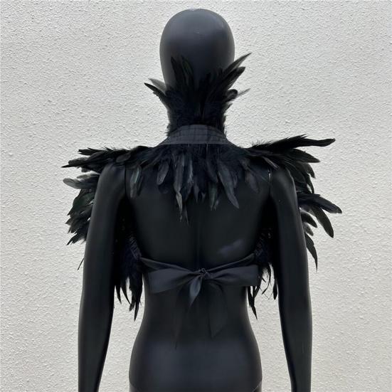 Шаль с перьями, накидка на плечо, мягкий регулируемый ретро-готический воротник, косплей, вечеринка, тело, сценическое представление, костюм танцора с искусственным воротником