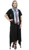 Bimba Women's Sleeve Black Asymmetrical Hem Maxi Dress with Scarf-14