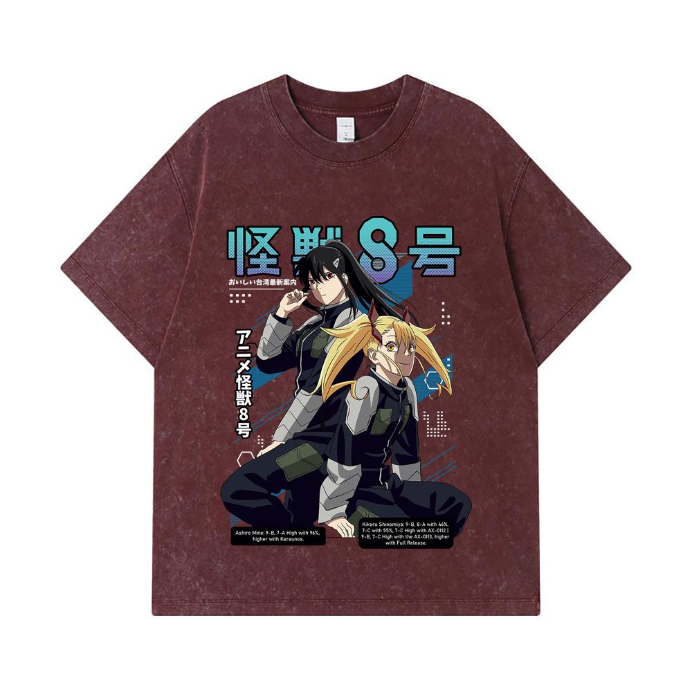 275 GSM Washed T-shirts 100% Cotton Kaiju No 8 V13 Print Unisex Heavy Cotton T Shirt