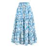 Women's Ruffled Spring Casual Long Skirt Plain Color Skirt Retro Pleated Skirt